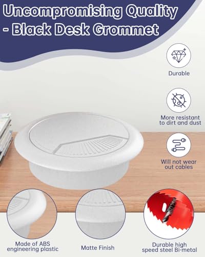 Desk Grommet 2-3/8 inch (60mm) 10 Pieces - White Desk Cable Grommet Desk Cable Hole Covers with Hole Saw for TV, Office, Wires Through Countertop and Home Table - color: Grommet White, size: 2-3/8 inch