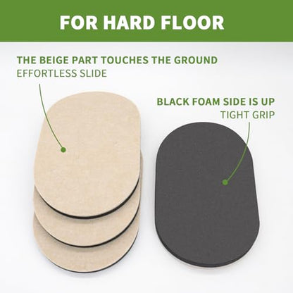 Furniture Sliders for Hardwood Floors 4 PCS - 9 1/2 inch Sliders for Moving Furniture – Felt Furniture Pads for Hardwood Floors - size: 4 PCS 9 1/2" Beige