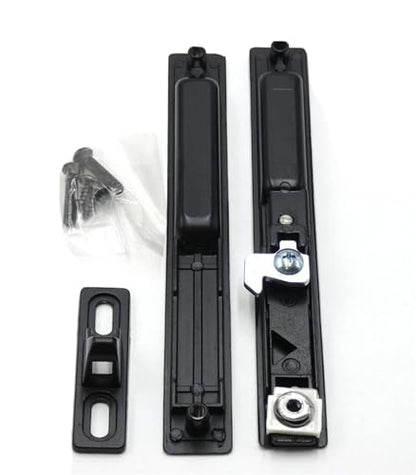 Sliding Glass Patio Door Lock Handle Set, Non-Keyed, Flush Mount, with Nite Lock,C Cam, and Keeper, White, 6-9/16" Screw Hole | Sliding Door Handle Replacement Hardware Repairs (DL-504) (Black) - color: Black
