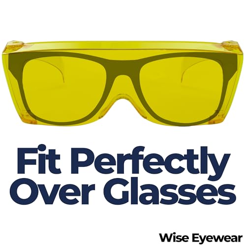 Cover-Ups Black Fit Over Sunglasses - Wrap Around Sunglasses - People Who Wear Prescription Glasses in the Sun - color: Yellow