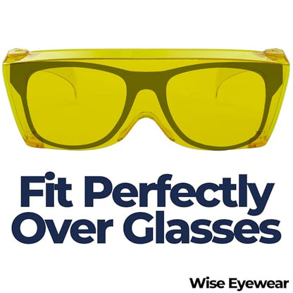 Cover-Ups Black Fit Over Sunglasses - Wrap Around Sunglasses - People Who Wear Prescription Glasses in the Sun - color: Yellow