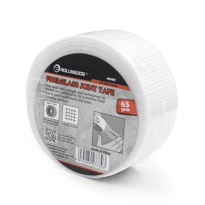 ROLLINGDOG Drywall Joint Tape, 2'' x147 ft Fiberglass Mesh Tape, Self-Adhesive Drywall Repair Tape for Wall Crack Repair, 1 Roll - style: Fiberglass Drywall Joint Tape