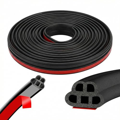5-Hole 33ft/10m Automotive Weatherstrip Seal, Double Layer Rubber Door Edge Guard, Self-Adhesive Sound Deadening Seal Strip for Car, SUV, Truck Door Gap Protection (Black)