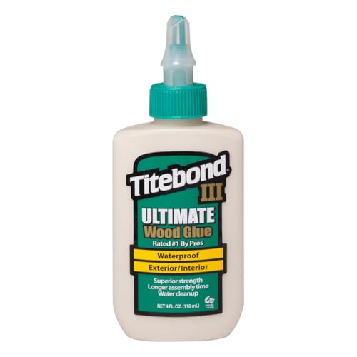 Titebond III Ultimate Wood Glue 4 Oz. (12 Pack) – Premium Professional Woodworking Adhesive, Waterproof, Strong Initial Tack, Interior/Exterior Use, Easy Water Cleanup – 1412 - size: 4 Oz. (12 Pack)