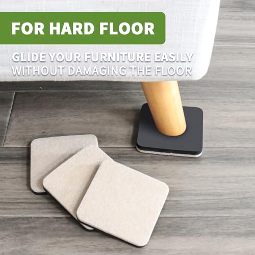 Felt Furniture Sliders for Hardwood Floors 16 PCS - 3 1/2 inch Square Furniture Moving Slider – Heavy Duty Felt Movers Sliders Chair Legs Floors Protectors (for Hardwood Floors) - size: 16 PCS 3 1/2'' Beige