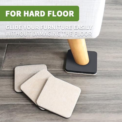 Felt Furniture Sliders for Hardwood Floors 16 PCS - 3 1/2 inch Square Furniture Moving Slider – Heavy Duty Felt Movers Sliders Chair Legs Floors Protectors (for Hardwood Floors) - size: 16 PCS 3 1/2'' Beige