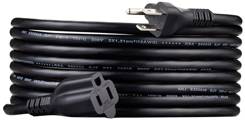 Amazon Basics Extension Cord, 15 Ft, 3-Prong Outlet Extender, Indoor, 13 Amps, 125V, Black - color: Black, size: 15 Ft, style: 1-Pack