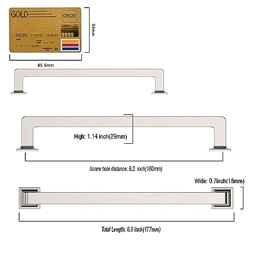 Amerdeco 10 Pack Brushed Satin Nickel Cabinet Pulls 6.3 Inch(160MM) Hole Centers Kitchen Cabinet Handles Cabinet Hardware Kitchen Handles for Cabinets Cupboard Handles Drawer Pulls ZH0019 - color: Brushed Satin Nickel, size: 6.25"/160MM Hole Center