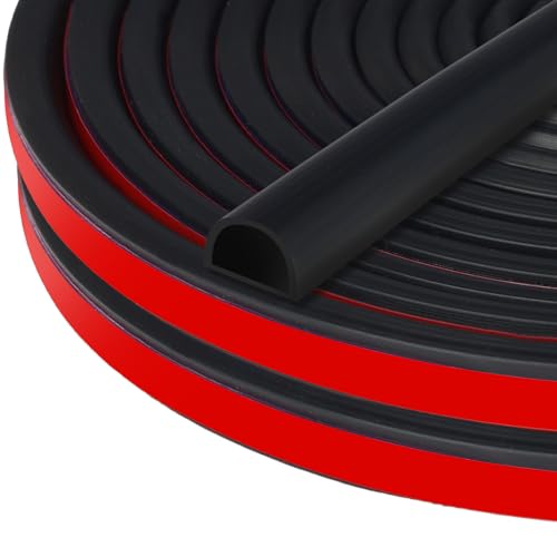 Storystore Rubber Weather Stripping Door Seal, 3/8" (W) x 5/16" (T) x 19.7' (L) D-Shape Self Adhesive Silicone Weather Stripping, Insulation Automotive Door Seal Strip for Door Frame/Window, Black - size: 3/8" (W) x 5/16" (T) x 19.7'