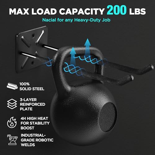 Garage Hooks, Heavy Duty Garage Hook, 12.4 Inch Wall Mount Hangers, Max Load 200 lbs Garage Storage Utility Hooks for Ladders, Chairs, Car Tires, Strollers, Garden Tools, Perfect man's day gifts - size: 2