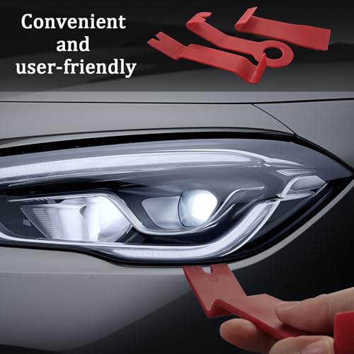 Newkita 12 PCS Plastic Trim Removal Tool No Scratch Auto Trim Removal Tool Kit, Auto Clip Rivet Fastener Remover Pry Tool Auto Parts for Car Panel & Audio Dashboard Repair Kit (Red + Orange)