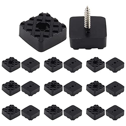 Bonsicoky 20Pcs 0.87Inch/22mm Rubber Furniture Pads with Screws, Black Square Non Slip Furniture Feet Heavy Duty Couch Feet Covers for Chair, Table, Desk, Sofa - size: 22mm (Square, Black)