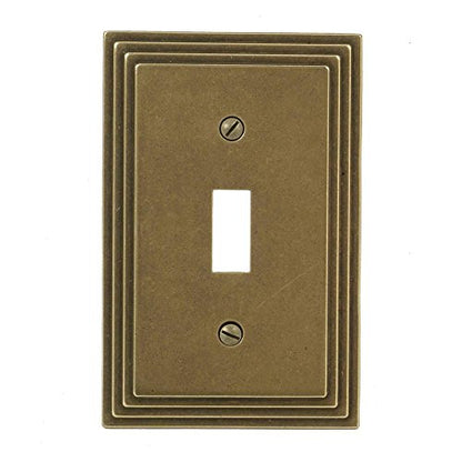 Amerelle Steps Single Toggle Cast Metal Wallplate in Rustic Brass - color: Rustic Brass, size: 1 Toggle