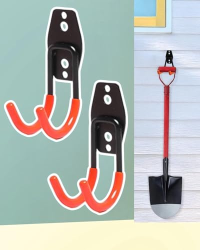 2PCS Wall Mounted Storage Hook is Used for Hanging Steel Heavy-Duty Transparent Hooks, Suitable for Hanging Bicycles, Ladders, Garden Tools, and Large Items in Bathrooms and Kitchens DJA599-03 - color: Orange 1, size: 2 Pieces