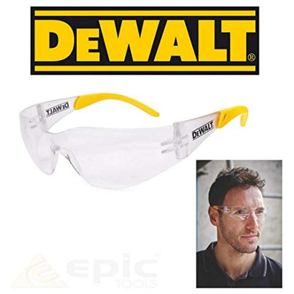 DEWALT DPG54-1C Protector™ Protective Eyewear – ANSI Z87.1+ Impact Rated – Lightweight Universal-Fit Frame – Flexible Rubber Temples – Clear Lens – 1 Pair - size: One Size