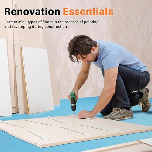 Temporary Floor Protection for Construction, Painting, Renovation, Protector Film for Hardwood Floors, Surface Carpet Protection Film, Tile&Hard Protection Covers 325 sqft - style: 39" x 100'-Blue