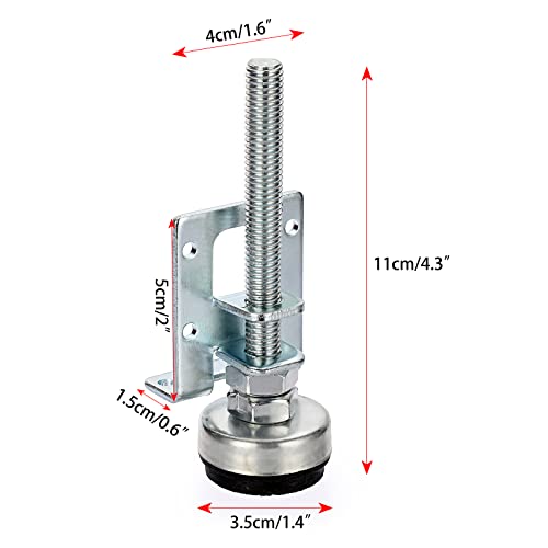 OwnMy 4 Packs Heavy Duty Adjustable Furniture Leveling Feets L Shaped Furniture Leveler Legs, Furniture Mounting Brackets Metal Furnitures Leveling Load Table Leg for Workbench Cabinet Wardrobe, 4.3" - size: 4.3"H-Silver