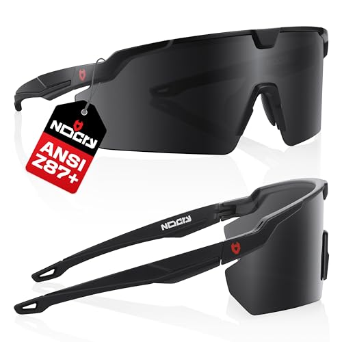 NoCry Tinted Safety Glasses For Men and Women with Premium Anti-Fog & Anti-Scratch — 100% UV Protection — Safety Sunglasses for Men or Z87 Sunglasses for Women — Perfect ANSI Z87 Safety Glasses Tinted - color: Black & Black (Tinted)