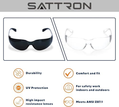 3 Pack of Tinted Safety Glasses, Scratch & Impact Resistant Protective Eyewear, Dark Lenses for UV Protection - color: 3pack Black Tinted Lens