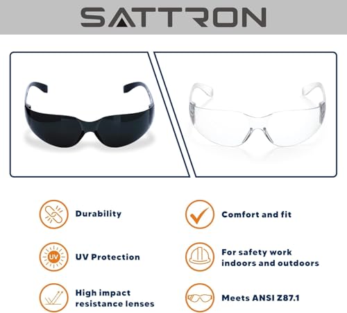 3 Pack of Tinted Safety Glasses, Scratch & Impact Resistant Protective Eyewear, Dark Lenses for UV Protection - color: 3pack Black Tinted Lens