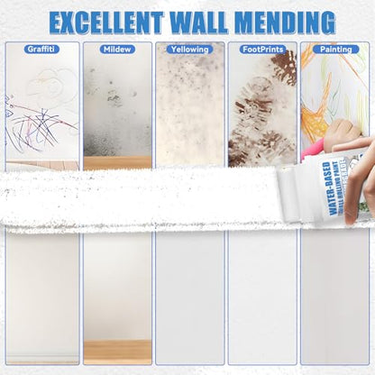 White Paint, White Paint for Wall Touch Up, Interior White Paint with Roller Brush for Flat, Ceiling, Drywall, Quick-Drying Water-Based Wall Paint, Covers Stains, Scratches, Yellowing, Low Odor