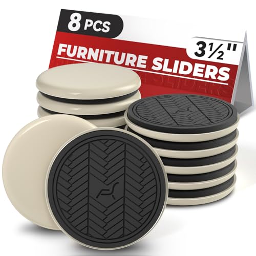 Furniture Sliders for Carpet – 8 PCS 3½" Reusable Moving Pads for Carpeted Floors, Heavy Duty Furniture Movers Sliders, Plastic Gliders for Easy Furniture Moving - color: Beige 8pcs, size: Round 3 1/2 inch