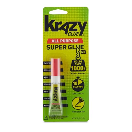 Krazy Glue All Purpose Super Glue Gel with Precision Tip, 2g Tube, Fast Drying No-Run Gel Formula for Household Repairs, School, Office Crafts & DIYs, Bonds Plastic, Wood, Metal, Ceramic & More - size: 1 Count