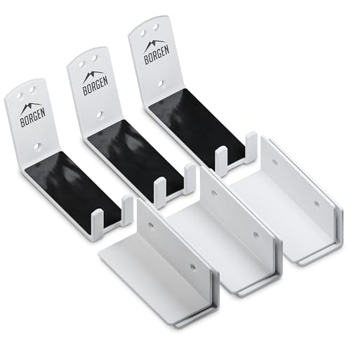 Borgen Bike Wall Mount Pedal Hook for E-Bikes, MTB & Road - Bicycle Wall Mount with Support Brackets and Wall Protection Pads, Suitable as Bike Rack Garage Bike Storage Shed and Bicycle Storage Indoor - color: White, size: Set of 3