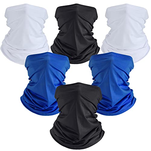 Geyoga Neck Gaiter Bandana Face Mask Summer UV Protection Cooling Breathable Face Mask Neck Scarf Balaclava for Men Women - color: Black, White, Royal Blue