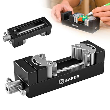Saker Fractal Vise-Mini Vise Clamp- Bench Vise/Drill Press Vise, Self-Adjusting Aerospace-grade Aluminum Alloy&Heavy-Duty CNC Machined for Jewelry Making, DIY, Woodworking, and Repair - color: Black