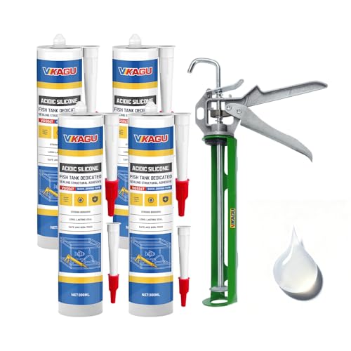 VGS067Aquarium Safe Silicone Sealant - 100% Waterproof Fish Tank Glue, Clear Structural Adhesive for Glass Building & Repair, High Strength Acidic Cure, (10.15 fl oz-4 Pack) - style: 4 Pack