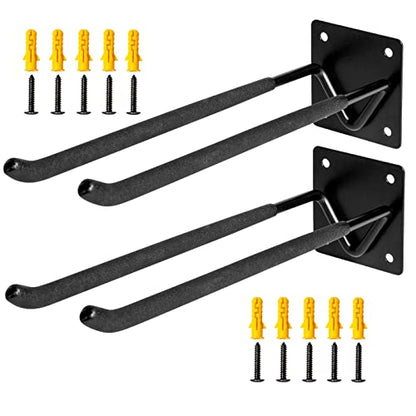 Garage Hook Hangers 2 Pcs, Shovel Holder Wall Mount, Rake Racks, Upgraded Ladder Hanger, Heavy Duty Folding Chair Rack, Garden Tool Hooks for Hanging Yard Tools, Ladders, Bikes and More