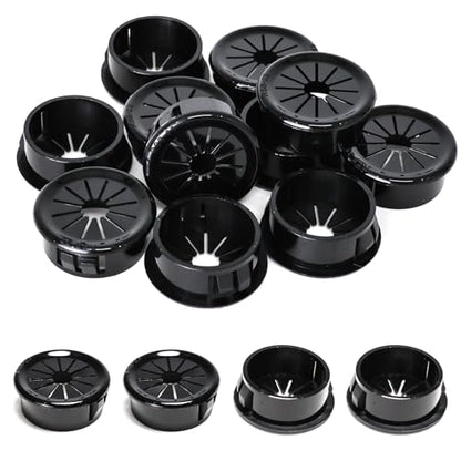 25 Pcs Cable Grommet, Snap Bushing 1" (25 mm) Mounting Diameter, Flexible Petal-Shaped Buckle Round Nylon Desk Grommet for Wires Through Countertop Cord Organizer and Protection, Black - style: 1" -RSB 25PCS