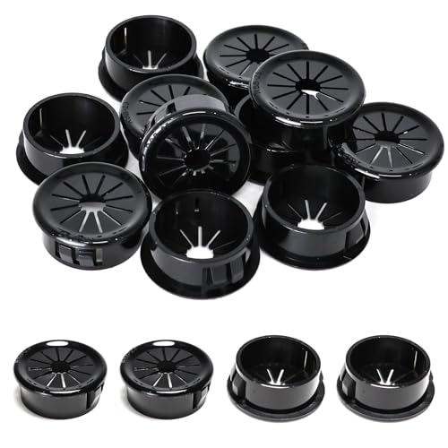 25 Pcs Cable Grommet, Snap Bushing 1" (25 mm) Mounting Diameter, Flexible Petal-Shaped Buckle Round Nylon Desk Grommet for Wires Through Countertop Cord Organizer and Protection, Black - style: 1" -RSB 25PCS