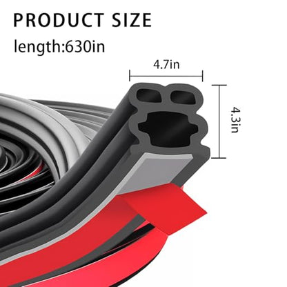 Car Door Seal Strip, 52.49ft Rubber Double Layer Self Adhesive Automotive Weather Stripping for Windows Hood Trunk, Soundproofing Vehicle Sealing Strip Accessories, Universal Fit - size: 52.49FT