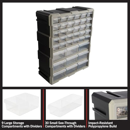 Stalwart 39-Drawer Plastic Small Parts Organizer - Desktop or Wall Storage Drawers for Organizing Hardware, Crafts, Garage, or Classroom (Black) - style: 39 Drawers