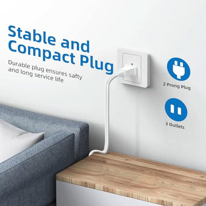 TiFFCOFiO Indoor Extension Cord, 2 Prong 12 Feet Extension Cord, 3 Polarized Outlets with Safety Slide Windows,13A/1625W, 16 AWG, 1 Pack - size: 12 Ft, 1 Pack