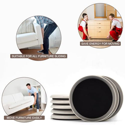 Furniture Sliders, Furniture Sliders Pads for Hardwood Floors, Chair Legs Floors Protectors, Reusable Round Glides Glider (8 Pcs with 4 Plastic & 4 Felt Sliders, 3 1/2inch，Beige) - size: 3 1/2" Round-8 Pack Plastic + Felt