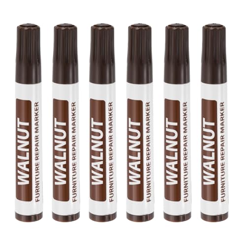 uxcell Furniture Repair Wood Markers, 6 Pcs Walnut Touch Up Filler Sticks, Oil Based Paint Markers for Scratches, Wood Floors, Tables, Cabinet, Carpenters, Cover Ups - color: Walnut