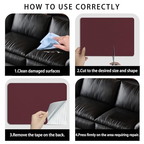 Self Adhesive Leather Repair Patch,8x12 inch Vinyl Repair Kit,Leather Repair Kit for Furniture,Car Seat,Couch,Office Chair,2 Pcs Burgundy - color: Burgundy, size: 8*12inch