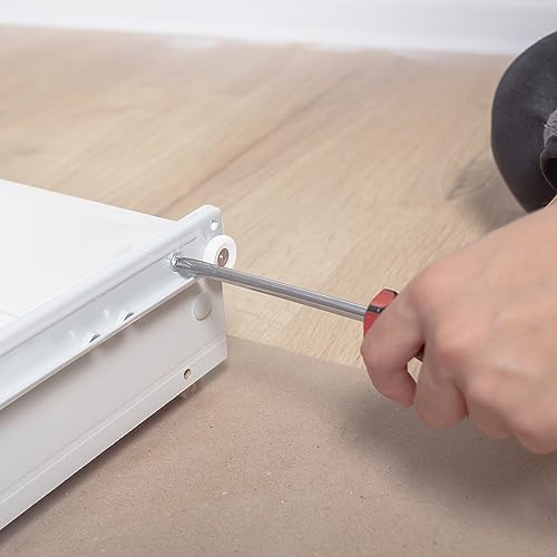 MOUYAT 6 Pairs 16 inch Bottom Mount Drawer Slide, Heavy Duty Drawer Rails with Mounting Screws, Replace Drawer Track Hardware, Fits Bottom/Side-Mounted Drawer, White