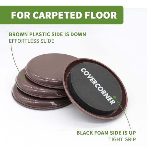 Furniture Sliders for Carpet 8 PCS - 4 3/4 inch Furniture Moving Slider Chair Legs Floors Protectors– Move Your Furniture Easy & Safely(for Carpet) Brown - size: 8 Pcs 4 3/4 Inch Brown