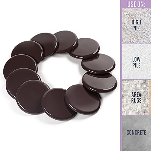 Super Sliders 3 1/2" Round Reusable Furniture Sliders for Carpet Easily Move Medium to Large Sized Items Across Carpet, 4 Pack Brown - color: Brown, size: 4 Count (Pack of 1)