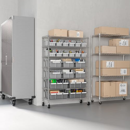 Seville Classics Commerical Grade NSF-Certified Bin Rack Storage Steel Wire Shelving System - 22 Bins - Gray - color: Gray, size: 22 Bin