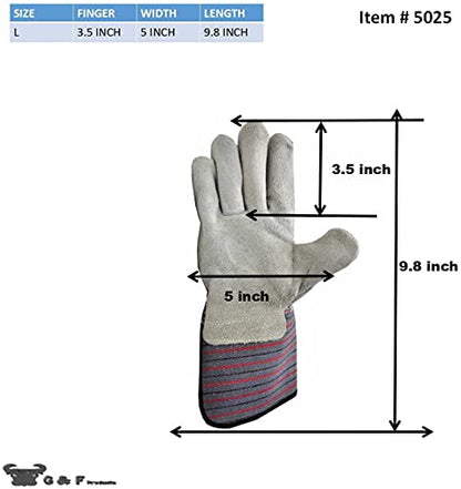 G & F Products 5025L-5 Premium Suede Leather Work Gloves with Extra Long Rubberized Safety Cuff, 5 Pair Pack - size: Large (Pack of 5), style: Extra Long Cuff