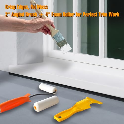 King Origin 18 Pcs Paint Roller Kit - 9" & 4" Paint Roller Covers, Paint Tray with Liners, Brush, Scrapers & Tools | All-in-One Painting Supplies for Walls, Ceilings, DIY Home | Paint Kit for House - color: 18 Pack, 9" & 4" roller