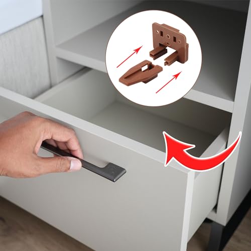 6pcs Drawer Track Guide Kit, Plastic Drawer Guides for Kenlin Rite Trak I, Brown Replacement Drawer Slides Guides Repair Kit for Center Mount Drawer, Dresser, Bedside Table