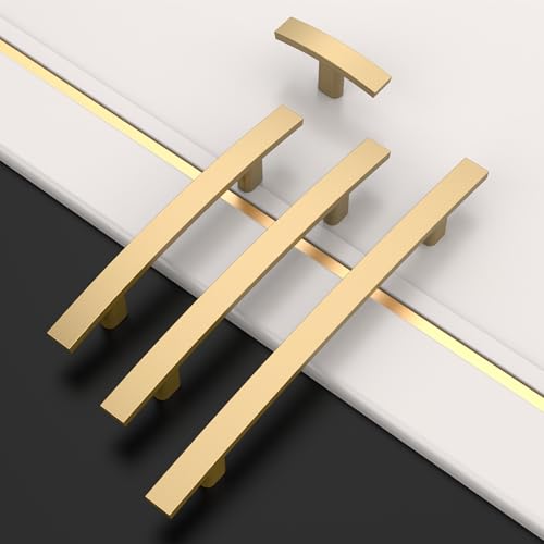 Amerdeco 10 Pack Bronze Cabinet Pulls - 3 Inch(76mm) Hole Center Hardware Kitchen Cabinet Handles for Bathroom and Dresser - Gold Finish ZH0003 - color: Champagne Bronze, size: 3"/76MM Hole Center