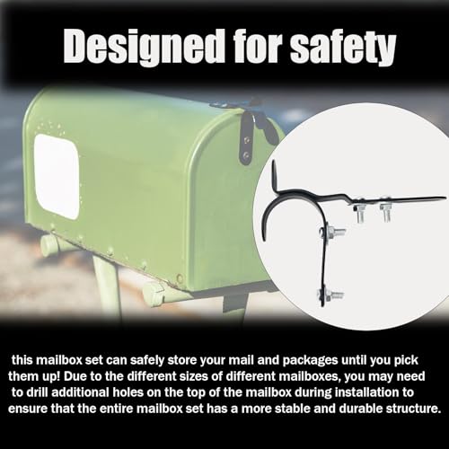 Mailbox Latch and Handle Kit, Thickened Metal Mailbox Door Replacement Parts with Anti-Loosening Nuts & Washers Easy Install for Secure Repair (Black)
