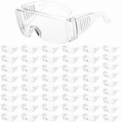 WFEANG Clear Safety Glasses bulk, Lightweight Protective Eyewear For Men Women, Over Goggles Impact Scratch Resistant - color: 50 Pack-clear